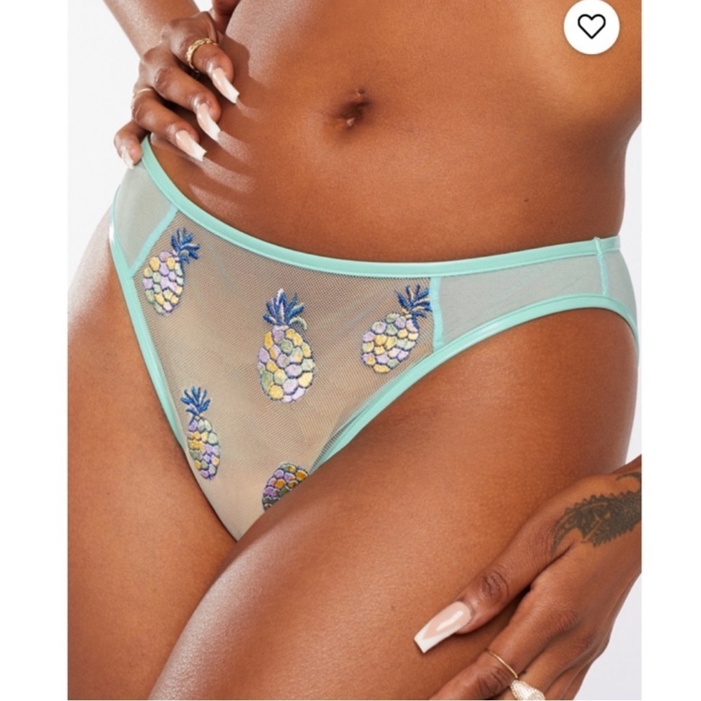Savage X Fenty Tutti Fruity Pineapple Embroidered Open Back Panty Size XL‎ NWT